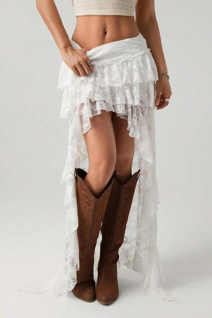 Sexy Lace Asymmetric Bodycon Skirt