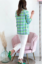Long sleeve pocket printed double breasted casual jacket