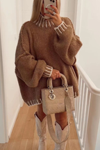 Loose and Slim Soft Long-sleeved Stitched Knit Sweater