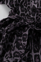 Chiffon Leopard Print Long Sleeve Mini Dress
