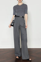 Vintage Pinstripe Wide-Leg Pants