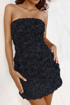 3D Floral Strapless Bodycon Party Dress