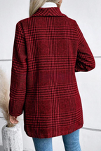 Plaid Tweed Notch Lapel Slim Elegant Jacket