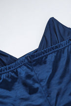 Satin Deep V Corset Slit Formal Dress
