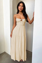 Backless Cami A-Line Dress with Waist Tie Party Dress