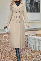 Wool Blend Lapel Double Breasted Chic Overcoat