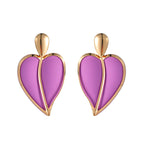 Casual Resort-style Lacquered Color-blocked Heart-shaped Earrings