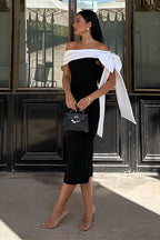 High-End One-Shoulder Slim Bandage Party Dress