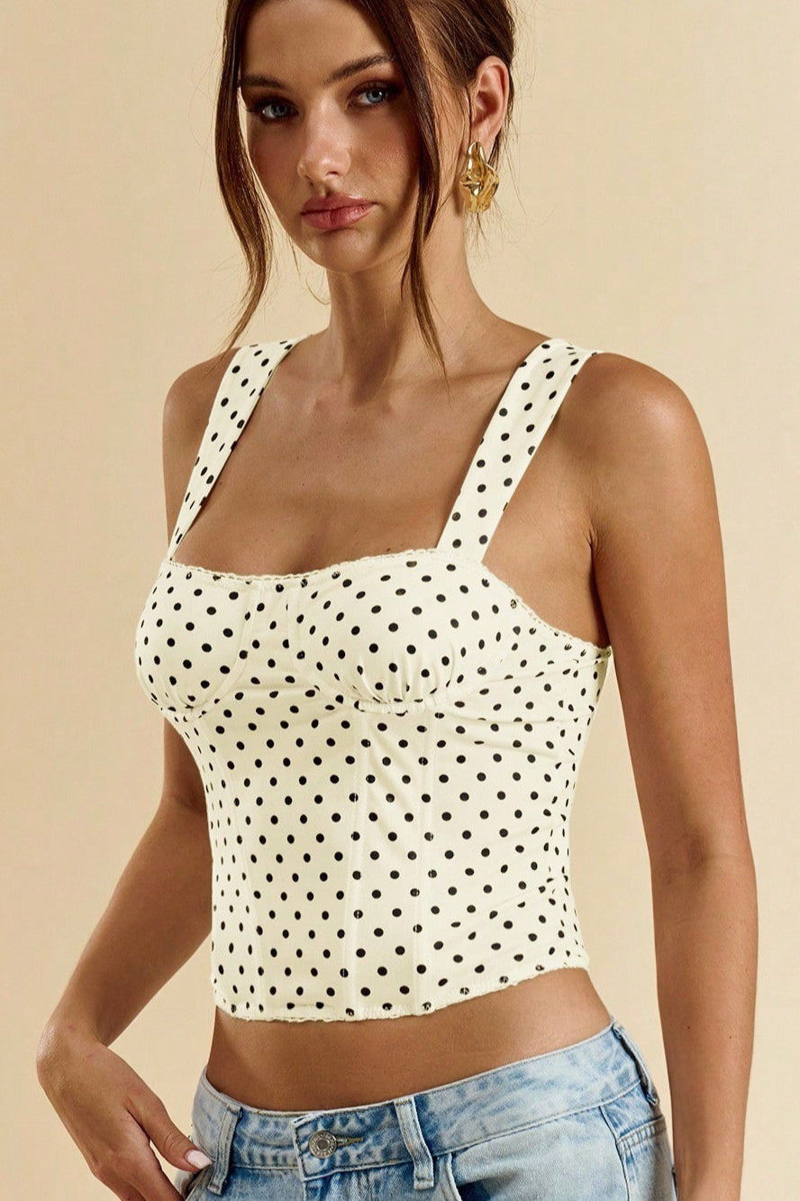 Chic Polka Dot Bustier Sleeveless Tank Top