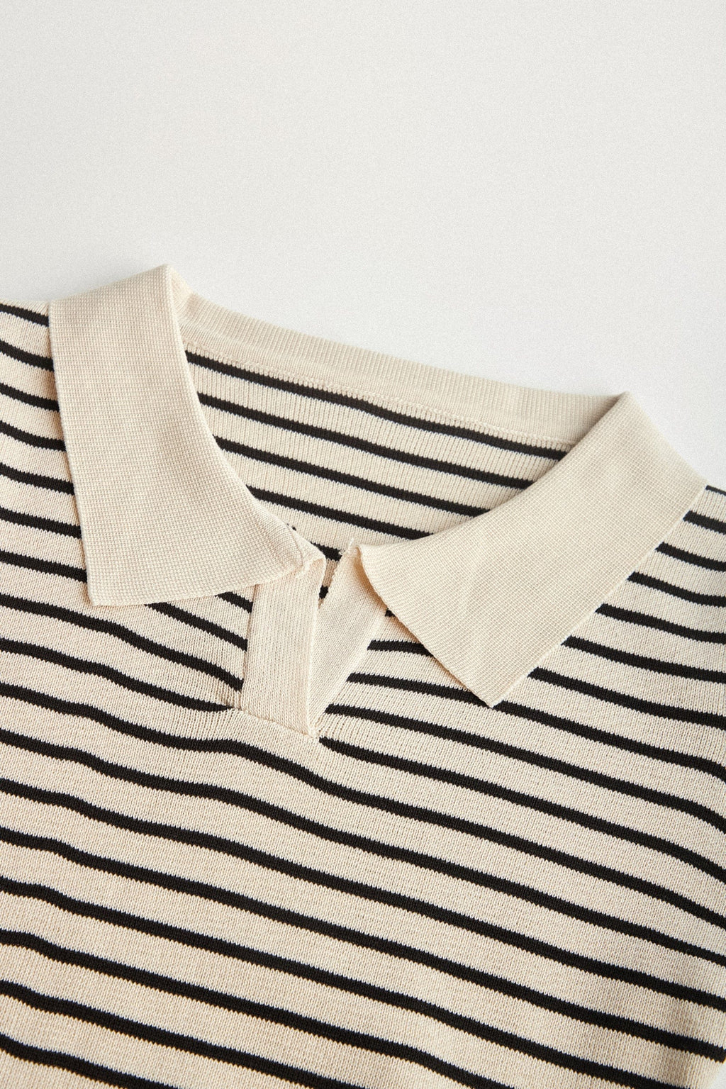 Black Striped Knitted Polo Mini Dress