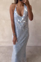 Backless Sequin Long Formal Sequin Dress