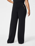 Button wide-leg flat T-shirt