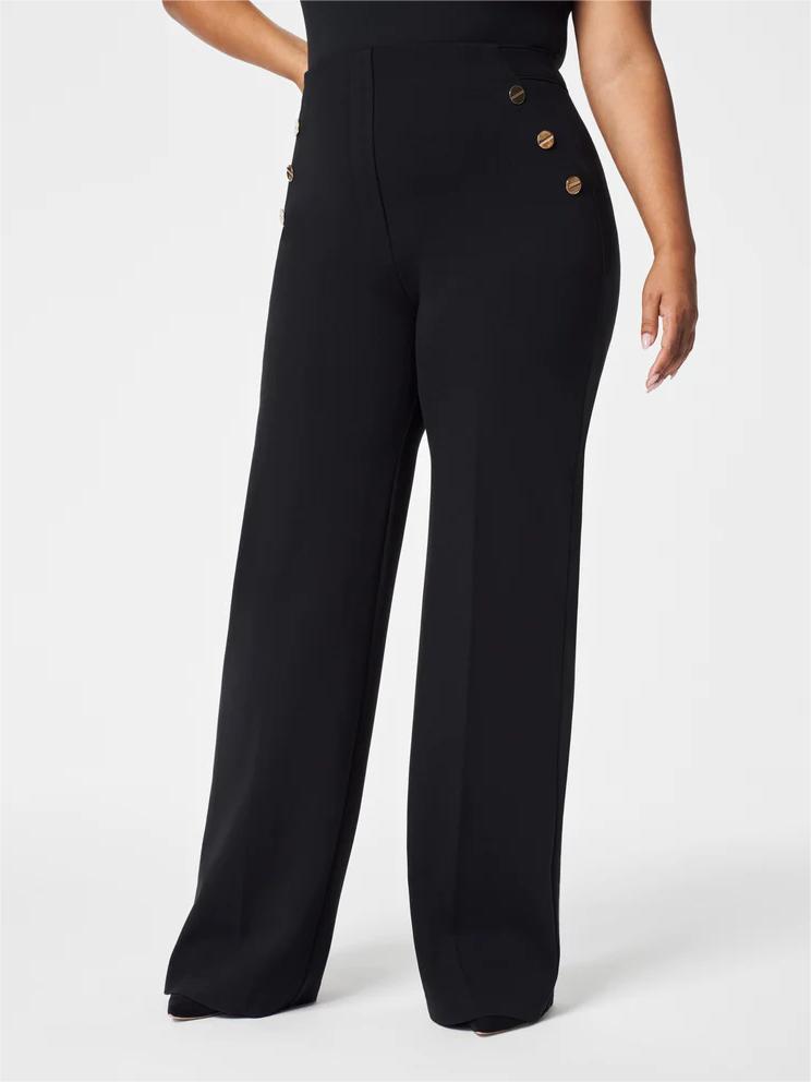 Button wide-leg flat T-shirt