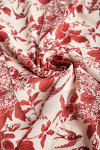 Dark Red Floral Print Tie Strap Slit Hem Midi Dress