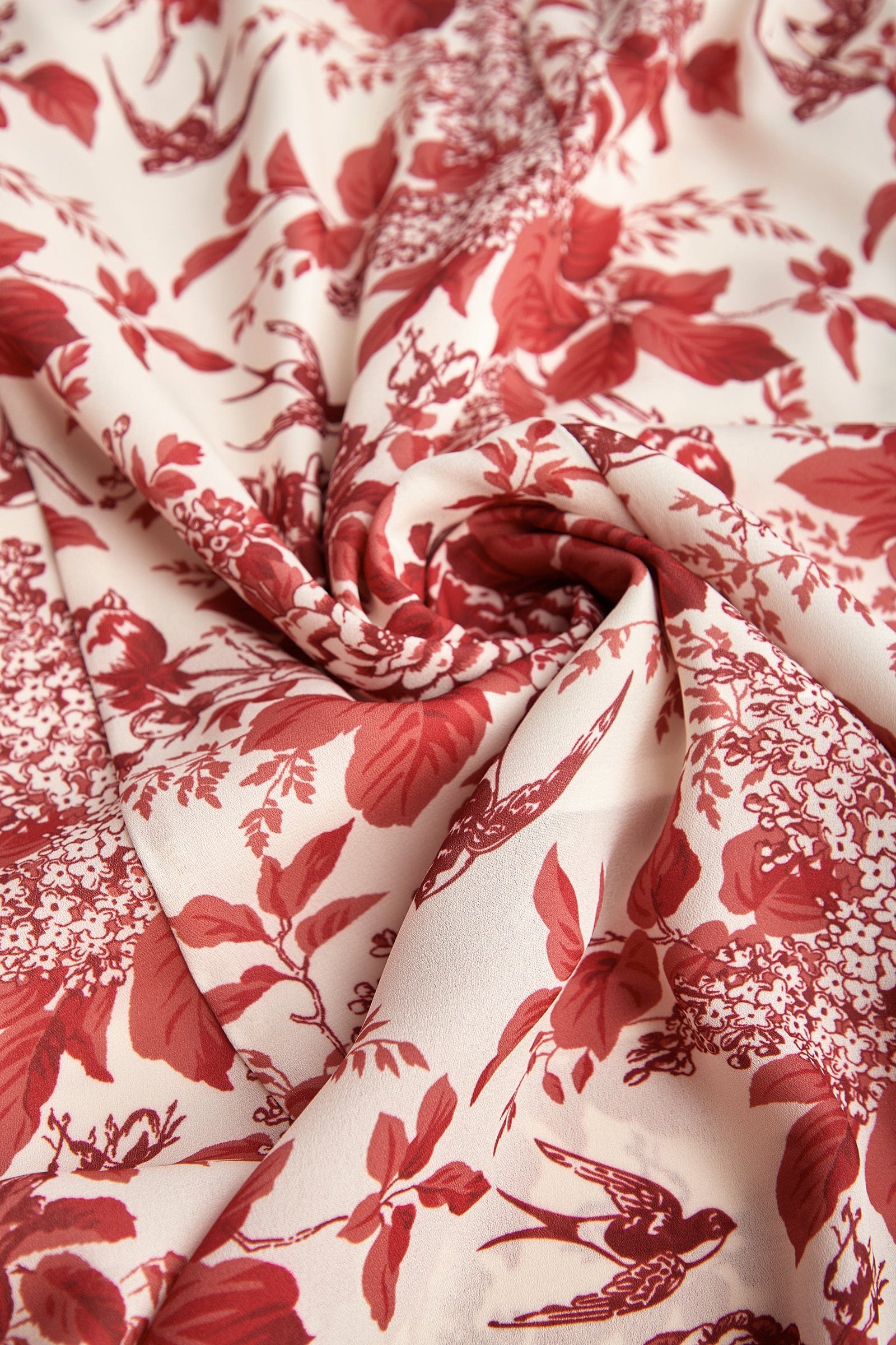 Dark Red Floral Print Tie Strap Slit Hem Midi Dress