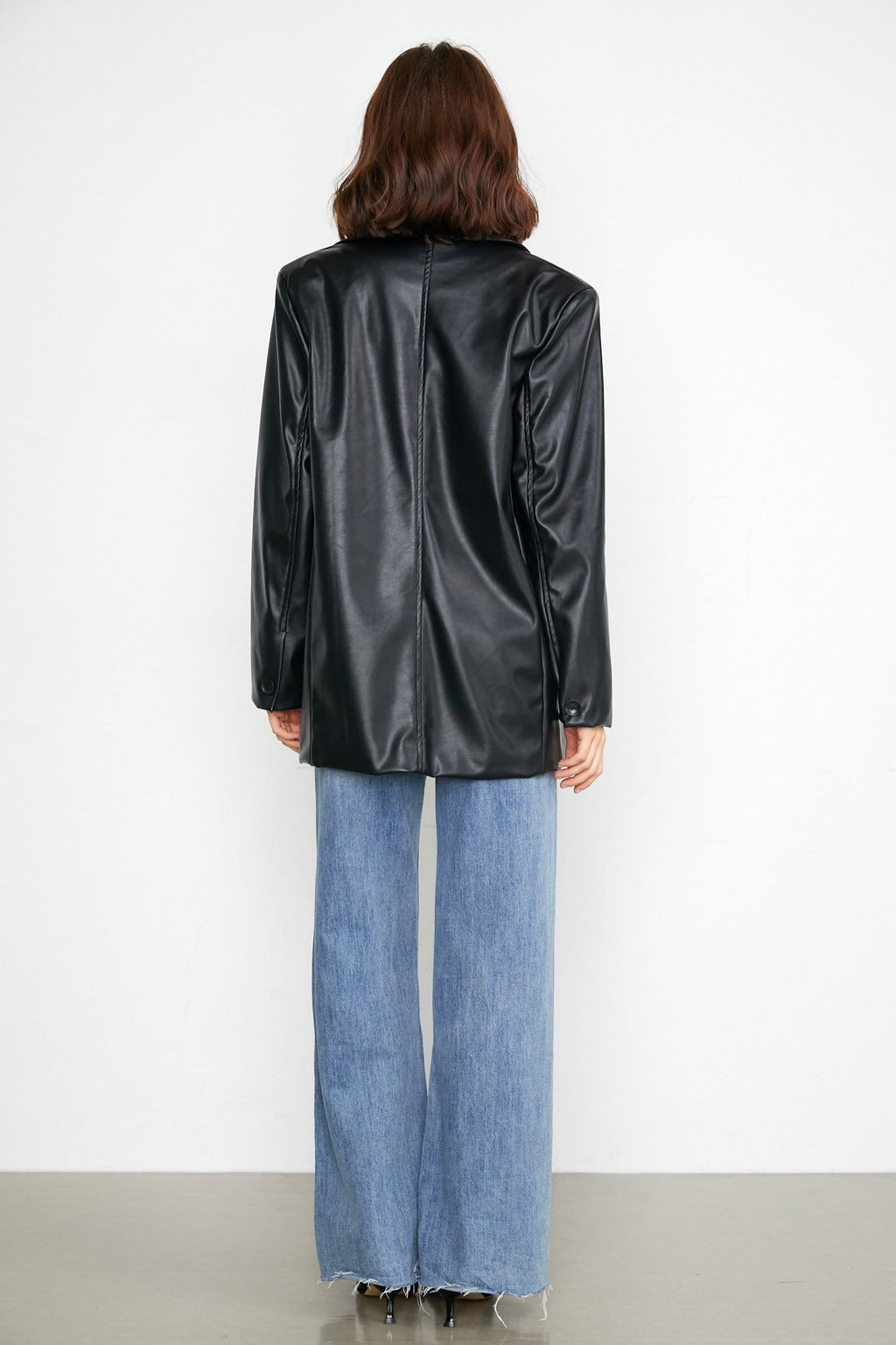 Docie Black Leather Shacket