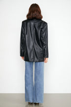 Docie Black Leather Shacket