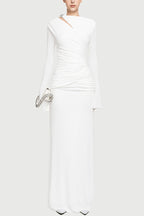 Stylish Long-sleeved Slim-fit Pleated Elegant Maxi Dress