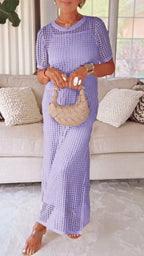 Elegant Boat Neck Hollow Airy Two-piece Dress