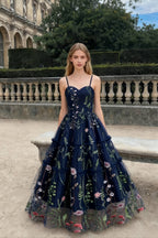 Party Mesh Flowered A Embroidery for Gown Line Summer
