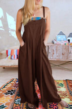 Solid Loose Casual Wide Leg Insert pocket Jumpsuit