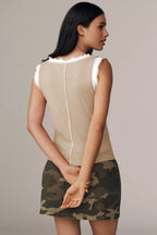 Sweet Contrast Ribbed Patchwork Tank Top