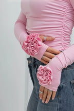 3D Floral Slim-Fit Long Sleeve Tee