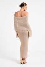 Off Shoulder One Shoulder Knit Sweater Dress