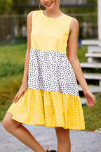 Polka dot mosaic large swing dress