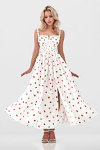 Low Neck Strap High Waist Slit Floral Dress