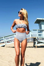 Striped Ruffle Bikini Set