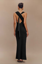 CrossTie LowBack Maxi Party Dress
