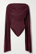 Elegant Draped Cape-Sleeve Top