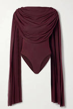 Elegant Draped Cape-Sleeve Top