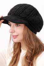 Fleece Lined Cable Knit Beret Hat