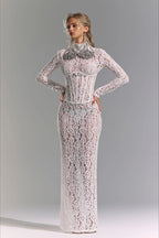 Sexy Lace Cutout Sheath Reception Dress