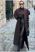Classic Double-Breasted Lapel Long Overcoat