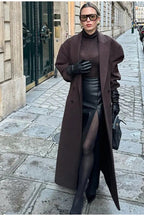 Classic Double-Breasted Lapel Long Overcoat