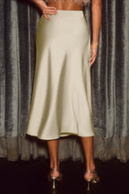 Satin High Waist A-Line Bodycon Skirt