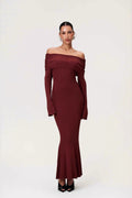 Sexy Solid Ruched Off-Shoulder Knit Bodycon Dress