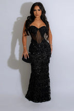 Elegant Spaghetti Strap ALine Bodycon Maxi Sequin Dress