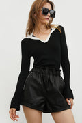 Contrast Collar Black Sweater