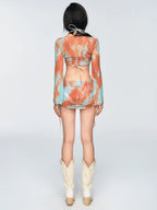 Blue Orange Tie Dye Skirt Set