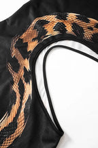 Snake Print Hollow Out Midi Dress