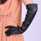 Long Opera Faux Leather Cosplay Evening Gloves