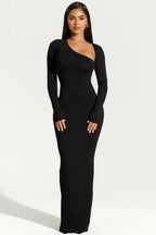 Eclipse Elegance One Shoulder Slim Fit Maxi Dress