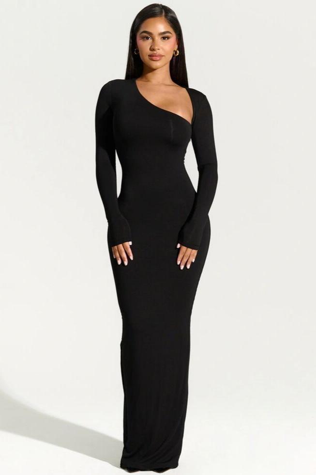 Eclipse Elegance One Shoulder Slim Fit Maxi Dress