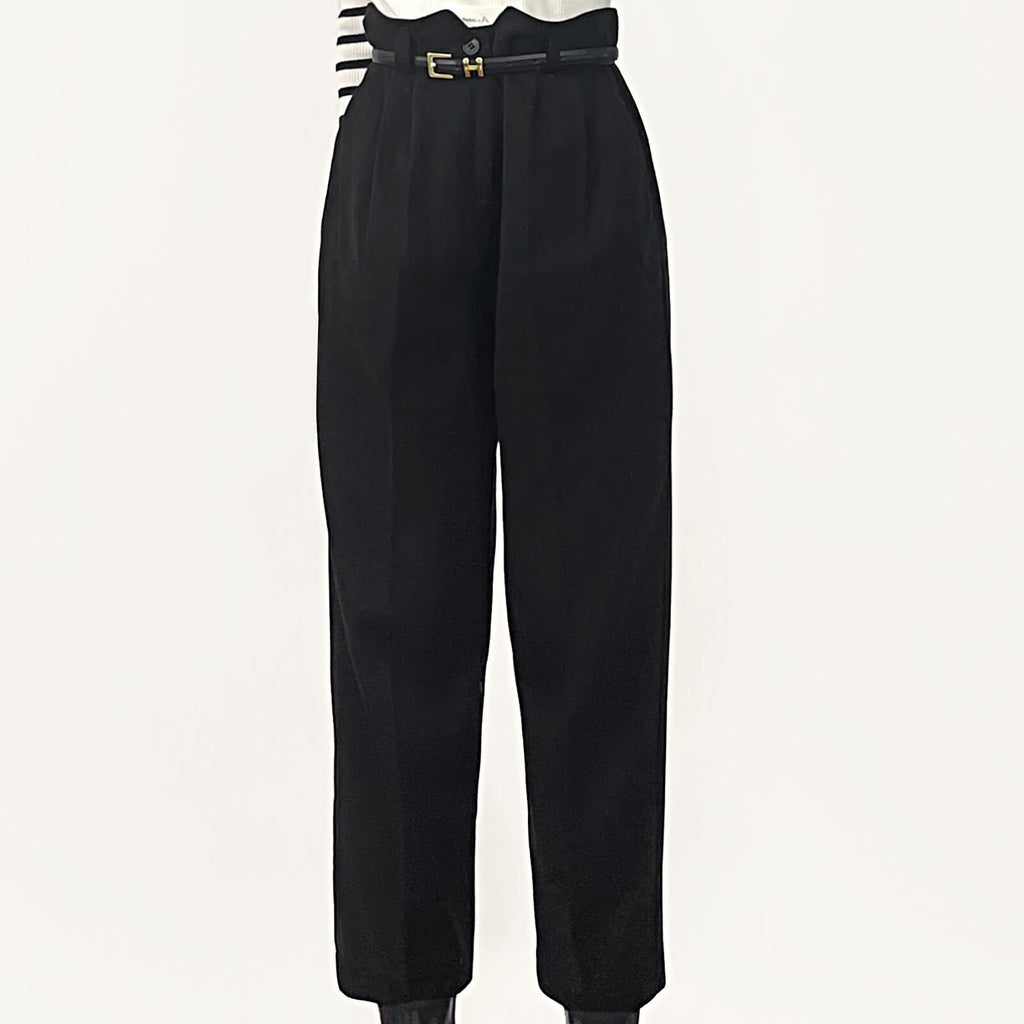 Black Belted Tapered Work Pants