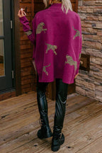 casual vintage tiger and leopard print long sleeve tops