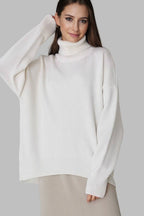 Versatile Solid Turtleneck Euro Sweater
